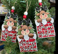 Reindeer Popping Out of Chimney Wood Ornament