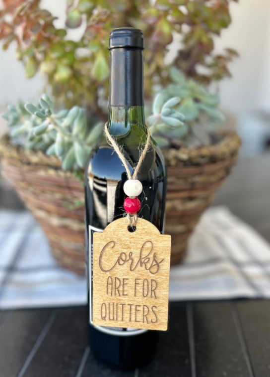 Wine Bottle Tag - Engraved Birch Wood