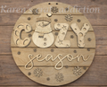 18" Round Cozy Snowman Door Hanger Blank