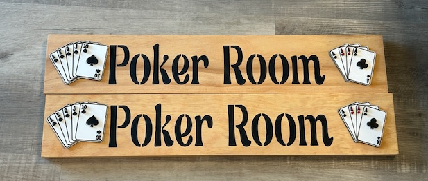 Poker Room Wood Sign with 3D Card Elements - Large
