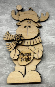 Moose Holding Christmas Bulb Ornament Blank