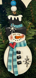 Dapper Snowman with Top Hat Wood Ornament