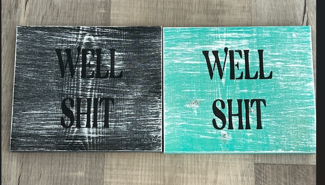Well Shit Wood Sign