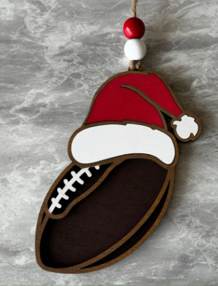 Football Santa Hat Ornament
