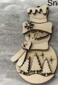 Snowman with Trees on Belly Ornament Blank