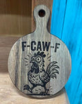 Charcuterie Board - Mini Round with Handle - F-Caw-F