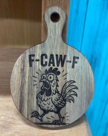 Charcuterie Board - Mini Round with Handle - F-Caw-F