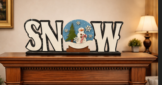 SNOW Word Art Shelf Sitter