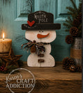 Stitched Snowman Shelf Sitter | Hand Painted | Farmhouse Christmas