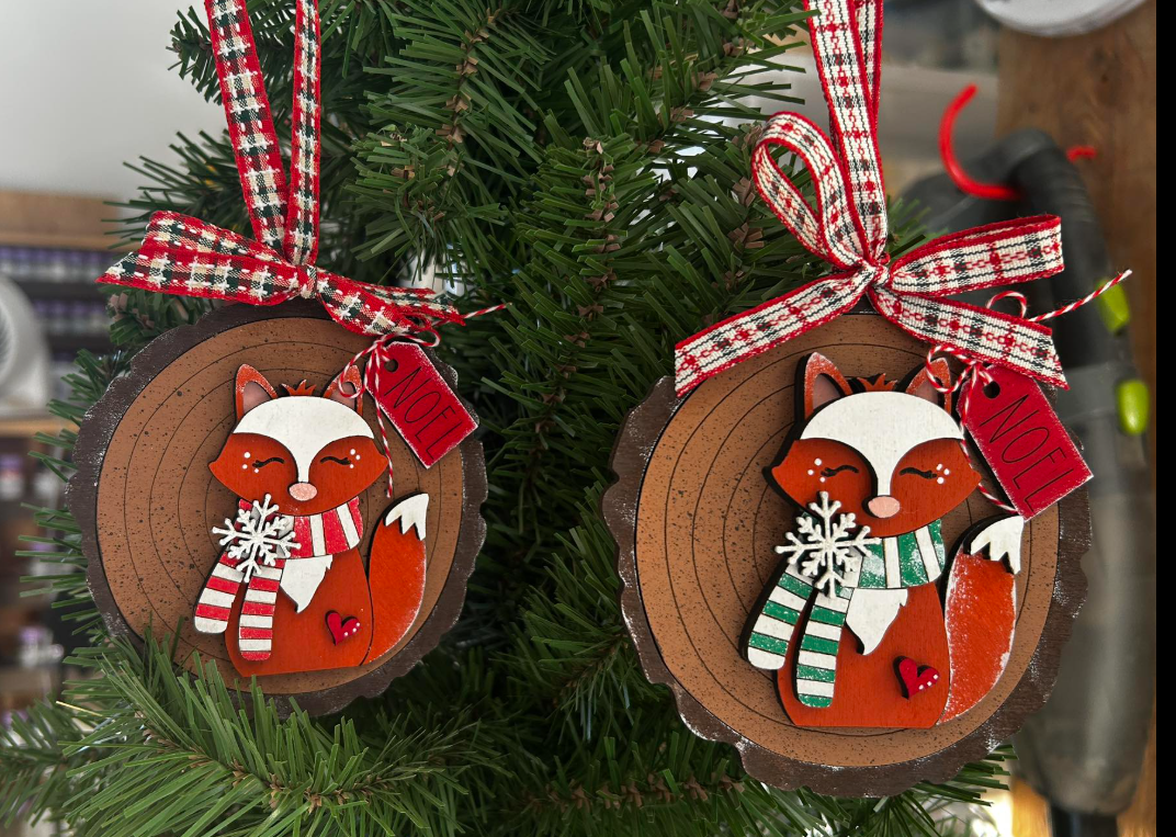 Fox Forest Friend "Noel" Wood Ornament