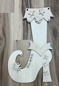 Cute Witch Boot Door Hanger Wood Blank | Halloween DIY Kit | Layered Birch Wood Craft