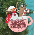 Sweet Friends Hot Cocoa Mug Christmas Ornament | Hand Painted Wood | Farmhouse Christmas