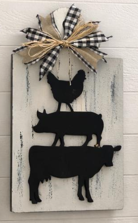 Decorative Cutting Board - Cow, Pig & Chicken