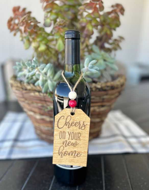 Wine Bottle Tag - Engraved Birch Wood