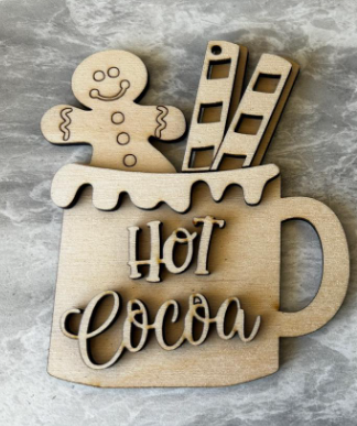 Hot Cocoa Gingerbread Man Mug Ornament Blank