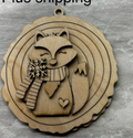 Fox on Log Slice Wood Blank Ornament