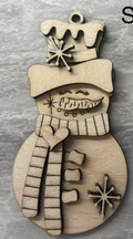 Snowman with Top Hat and Scarf Ornament Blank