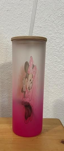Bashful Minnie Mouse 20oz Glass Can Tumbler