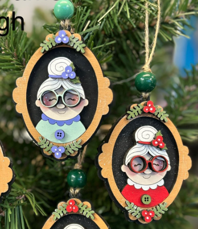 Mrs. Claus Vintage Frame Wood Ornament