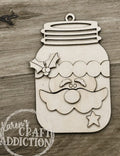 Santa Mason Jar Ornament Wood Blank | DIY Craft Kit | Birch Wood