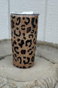 Leopard Print Glitter Epoxy Tumbler