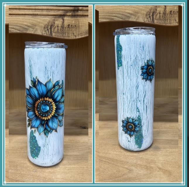 Sunflower Crackel Epoxy Tumbler