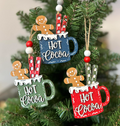 Hot Cocoa Gingerbread Man Mug Wood Ornament