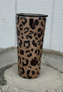 Leopard Print Glitter Epoxy Tumbler