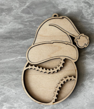 Baseball with Santa Hat Ornament Blank