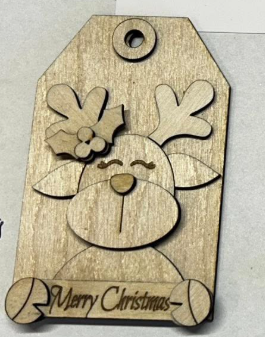Reindeer Merry Christmas Gift Tag Ornament Blank