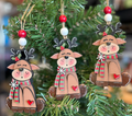 Sitting Reindeer with Scarf Wood Ornament
