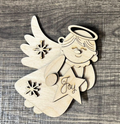 Angel with Joy Star Wood Blank Ornament