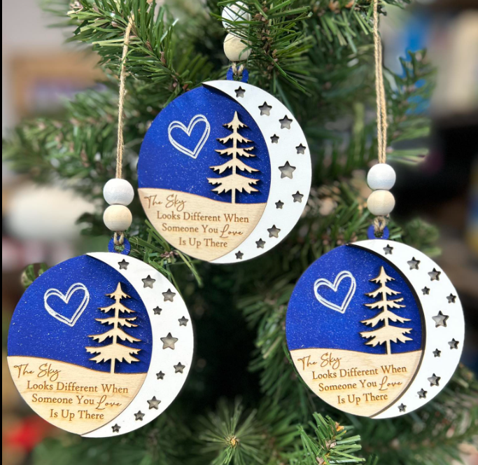 Memorial Sky Round Wood Ornament