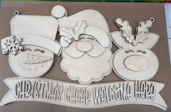 Christmas Cheer Welcome Here Door Hanger Wood Blank