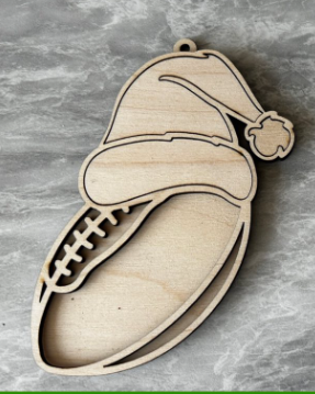 Football with Santa Hat Ornament Blank