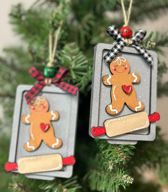 Gingerbread Man on Baking Sheet Wood Ornament