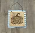 Happy Fall Folk Art Pumpkin Corrugated Metal Sign