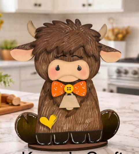 Highland Cow Boy Shelf Sitter