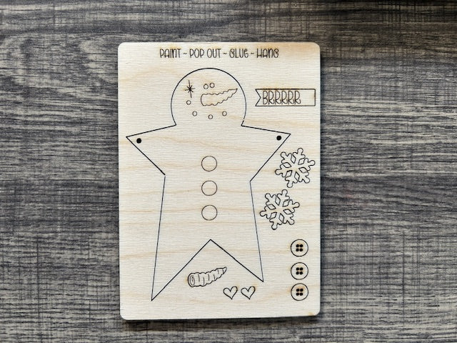 Snowman Star - Wood Blank - pop out Ornament