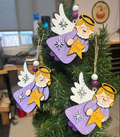 Hand Painted Birch Wood Angel Ornament - Angel Joy