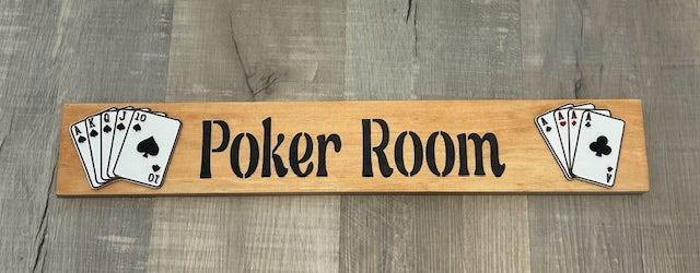 Poker Room Wood Sign with 3D Card Elements