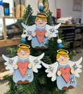 Hand Painted Birch Wood Angel Ornament - Angel Rejoice