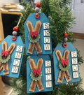SNOW Birch Wood Gift Tag Ornament