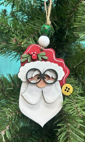 Jolly St. Nick Christmas Ornament | Hand Painted Wood | Farmhouse Christmas