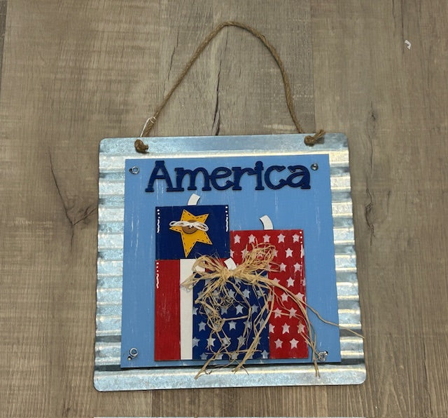 America Firecracker Corrugated Metal Sign