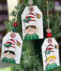Boy Elf Gift Tag Wood Ornament