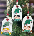 Girl Elf Gift Tag Wood Ornament