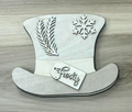 Frosty Hat wood blank kit - unfinished birch pieces including layered hat, brim, snowflake, greenery, and Frosty tag