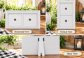 Finished white double interchangeable frame shown horizontally, vertically, and from the back with a stand