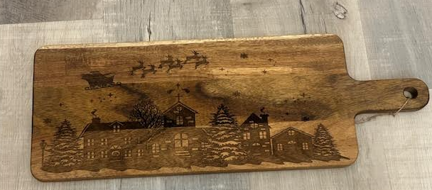 Charcuterie Board - Christmas Village & Santa's Sleigh - XL paddle